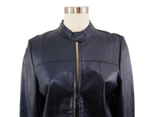 Load image into Gallery viewer, y2k navy women&#39;s leather jacket
