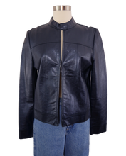 Load image into Gallery viewer, y2k navy womens leather jacket

