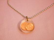 Load image into Gallery viewer, vintage coin charm on a silver chain. women&#39;s jewelry
