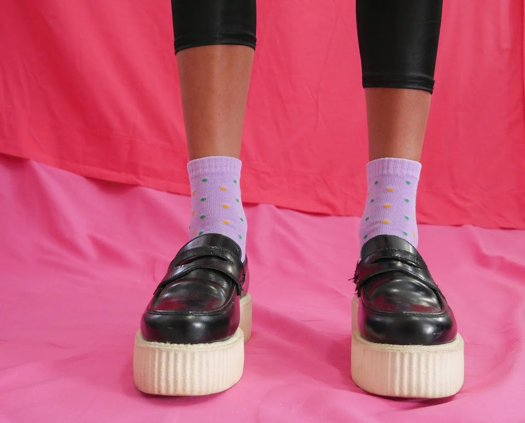 new ankle length purple polka dot printed sock women's clothing