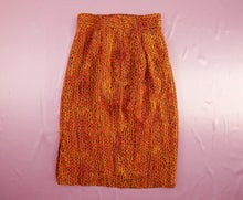 Load image into Gallery viewer, vintage 1980&#39;s ellen tracy orange and green high waisted silk skirt women&#39;s clothing
