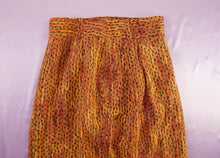 Load image into Gallery viewer, vintage 1980&#39;s ellen tracy orange and green high waisted silk skirt women&#39;s clothing
