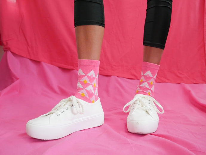 new ankle length sock pink printed women's socks
