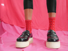 Load image into Gallery viewer, new ankle length red polka dot printed sock platform shoe women&#39;s clothing
