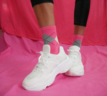 Load image into Gallery viewer, Y2k Bubblegum Pink Argyle Ankle Sock
