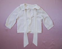 Load image into Gallery viewer, vintage 1950&#39;s white cotton blouse with a neck tie women&#39;s clothing
