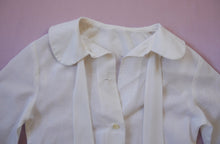 Load image into Gallery viewer, vintage 1950&#39;s white cotton blouse with a neck tie women&#39;s clothing
